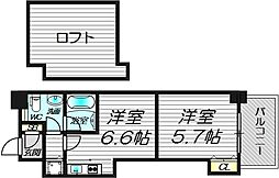 T's-SQUARE天神橋 1DKの間取図画像