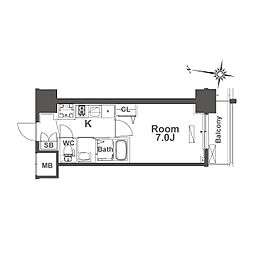 TLRレジデンス本町WEST 1Kの間取図画像