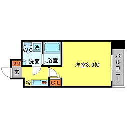 セレニテ北浜 1Kの間取図画像