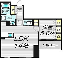 アーデンタワー福島ウエスト 1LDKの間取図画像