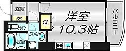 エトワール北新地 ワンルームの間取図画像
