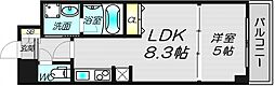 ブラービ南船場 1LDKの間取図画像