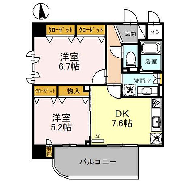 D-room Futaba ｜大阪府大阪市北区天神橋８丁目(賃貸マンション2DK・3階・50.97㎡)の写真 その2