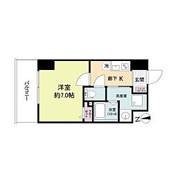 ブランシエスタ都島通 6階1Kの間取り