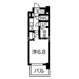 フォーリアライズ城東ネオス 7階1Kの間取り