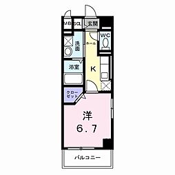 オリエントレジデンス門真殿島町 4階1Kの間取り