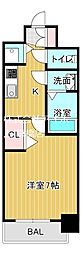 プレサンス水都OKAWA 1Kの間取図画像
