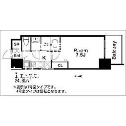 ウォークフォレスト御幸町 1Kの間取図画像
