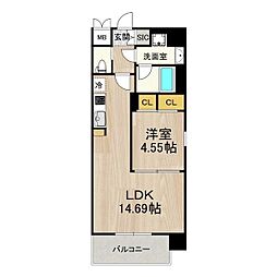 レオングラン本町橋 1LDKの間取図画像