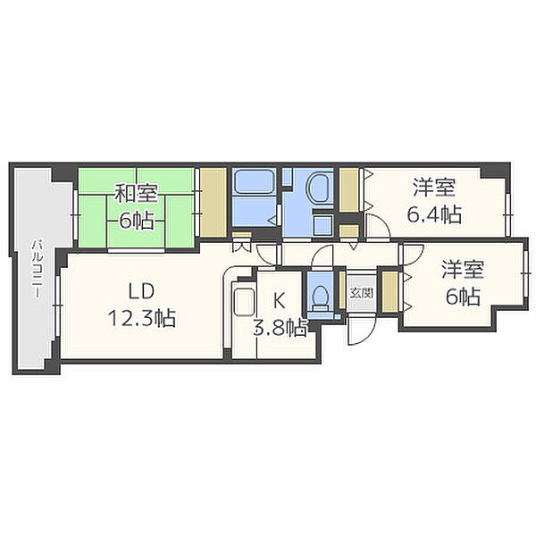 エステムコート南堀江シティライフ ｜大阪府大阪市西区南堀江3丁目(賃貸マンション3LDK・2階・75.16㎡)の写真 その2