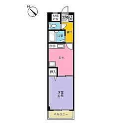 JR南武線 向河原駅 徒歩5分の賃貸マンション 4階1DKの間取り