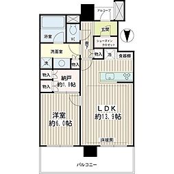 クレッセント川崎タワー 12階1LDKの間取り