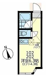 南加瀬アーノルドの杜 2階ワンルームの間取り