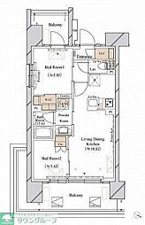 ブランシエスタ新丸子リバーフロント 2LDKの間取図画像