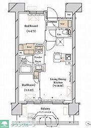 ブランシエスタ新丸子リバーフロント 2LDKの間取図画像