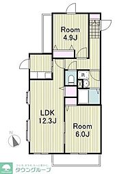 グランディア池上 2LDKの間取図画像
