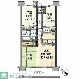 レックス川崎ピラーズコート 2LDKの間取図画像