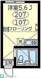 ユナイト市場マハビールの杜 ワンルームの間取図画像