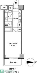 レジディア武蔵小杉 1Kの間取図画像