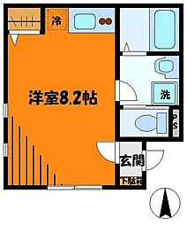 ボンディア ワンルームの間取図画像