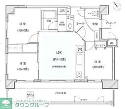 ロワール横浜鶴見 3LDKの間取図画像