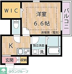 リュミエールI 1Kの間取図画像