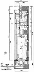 レグラス川崎 ワンルームの間取図画像