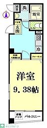 バンブーワン 1Kの間取図画像