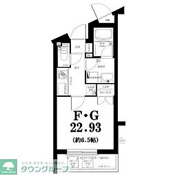 グリフィン武蔵中原・スクエアコート 1Kの間取図画像