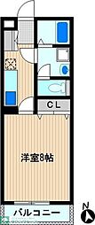 エバーグリーン 1Kの間取図画像