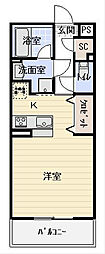 パルテール ワンルームの間取図画像