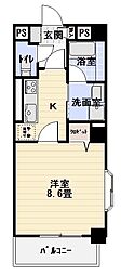 モダン・タイムス 1Kの間取図画像