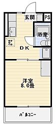 サントール宮竹 1DKの間取図画像