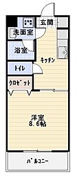 シャンドフルール 1Kの間取図画像