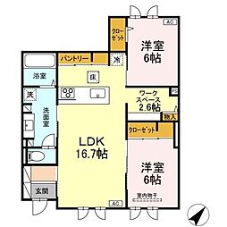 グランソラナ軽井沢 2LDKの間取図画像