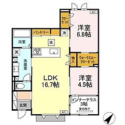 グランソラナ軽井沢 2LDKの間取図画像
