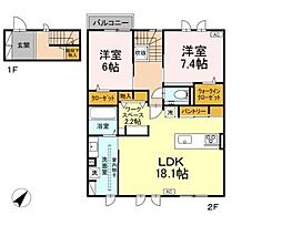 グランソラナ軽井沢 2LDKの間取図画像