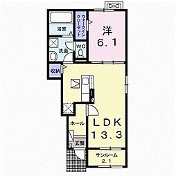 ホップV B 1LDKの間取図画像