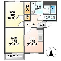サープラスリール 2DKの間取図画像