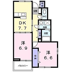 トリーハウス 2DKの間取図画像