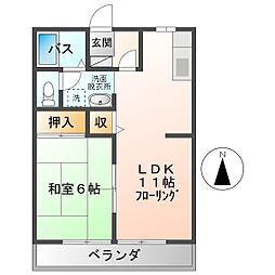 サンライフ龍神 1LDKの間取図画像