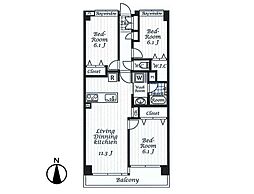 コスモ武蔵浦和エクシード 3LDKの間取図画像