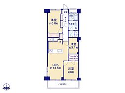 東海浦和マンション 3LDKの間取図画像
