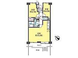 浦和パーク・ファミリアA棟 2LDKの間取図画像