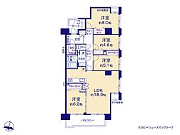 ライオンズヴィアーレ大宮 4LDKの間取図画像