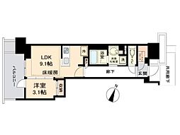 プラウドシティ武蔵浦和ステーションアリーナ 1LDKの間取図画像