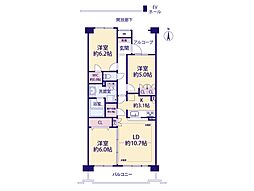 ファストジュール北浦和ガーデンズコート 3LDKの間取図画像