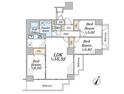 コスモ東浦和 3LDKの間取図画像