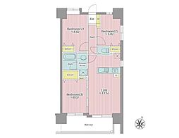コスモ浦和グレイスフォルム 3LDKの間取図画像