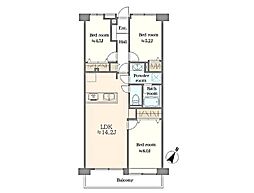 南浦和第5ローヤルコーポ 3LDKの間取図画像